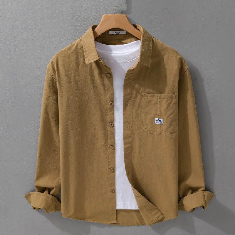 Men's Lightweight Cotton Oxford Shirt with Chest Pocket and Relaxed Fit Chichicherry