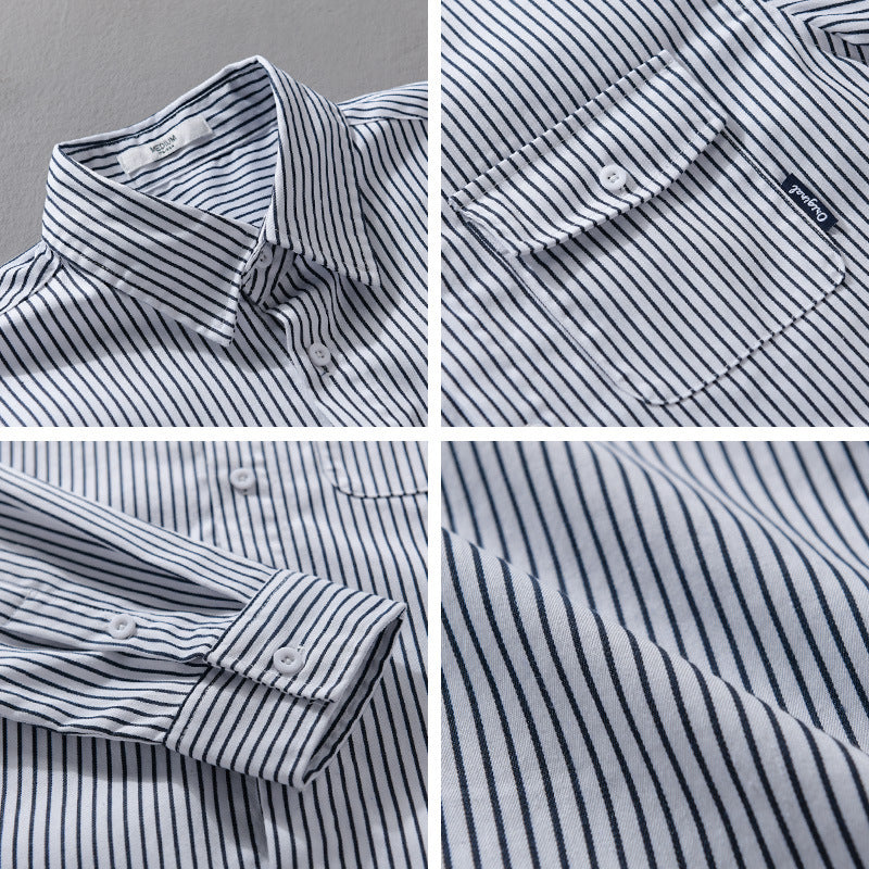 Men's Lightweight Striped Shirt Jacket Overshirt made of Cotton-Linen Blend with Pocket Chichicherry