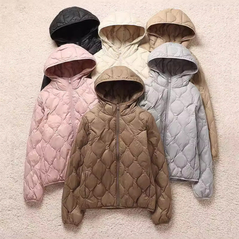 Women's hooded quilted jacket with teardrop-shaped quilting and ultra-light thermal filling Chichicherry