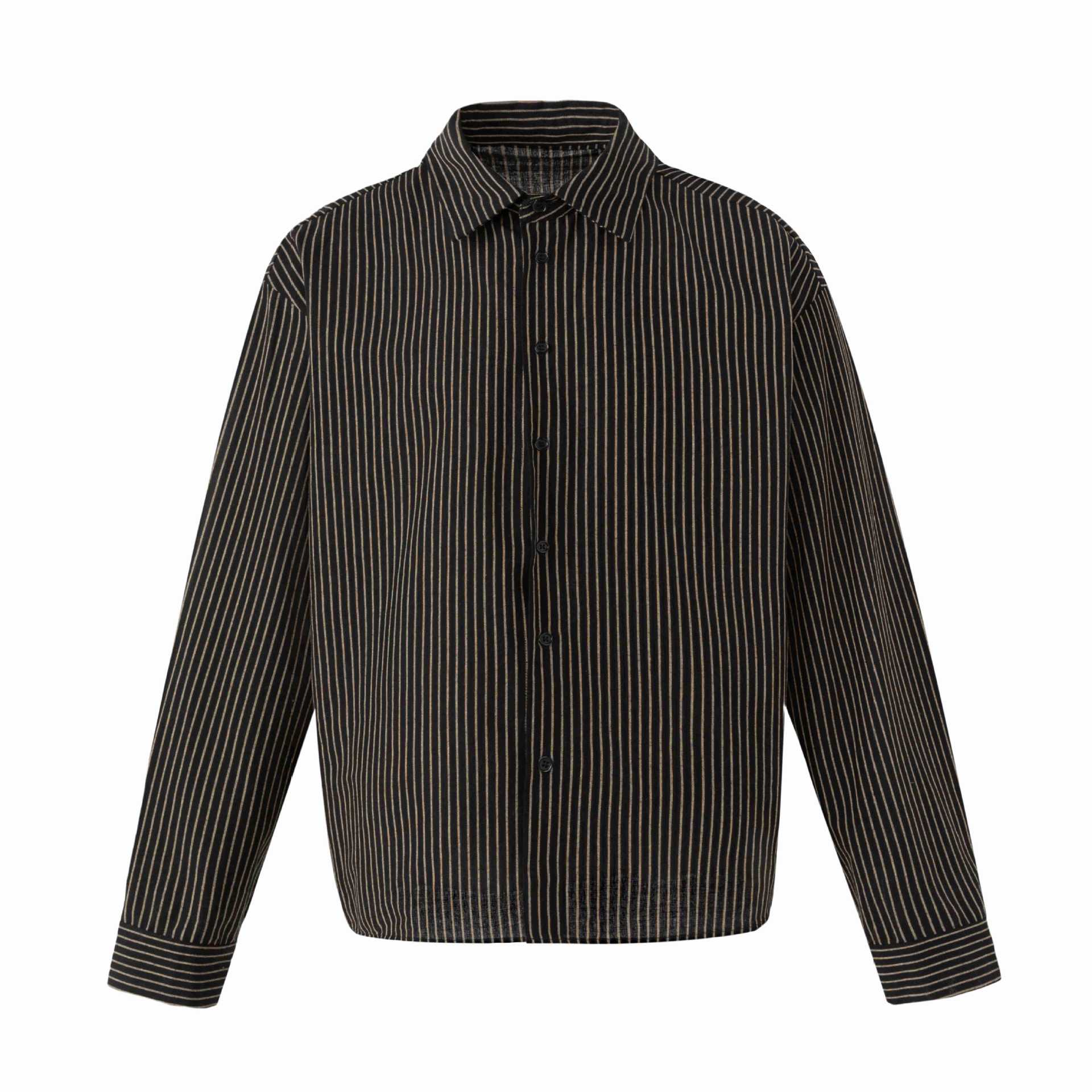 Women's Oversized Shirt Blouse with Fine Stripes and Kent Collar Chichicherry