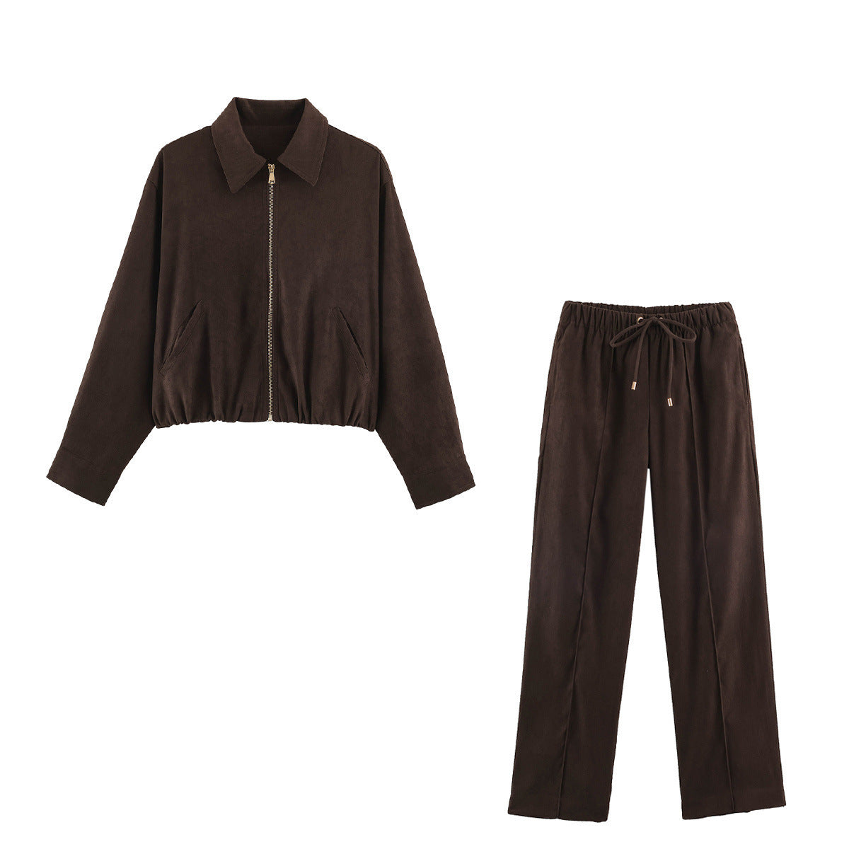 Women's short blazer in velvet look with pointed shirt collar and elastic hem Chichicherry