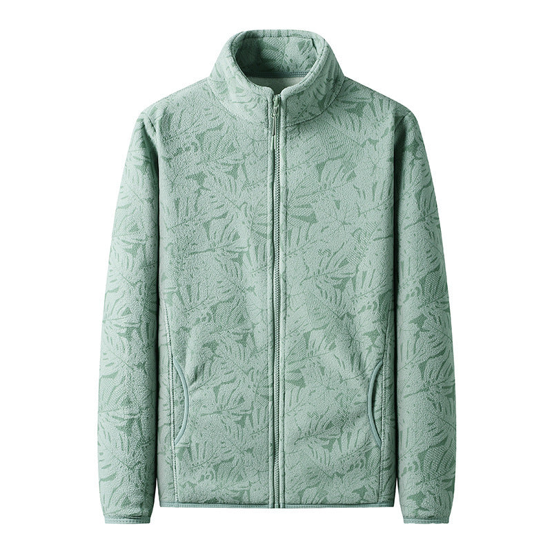 Women's fleece jacket with full zip and floral jacquard structure Chichicherry