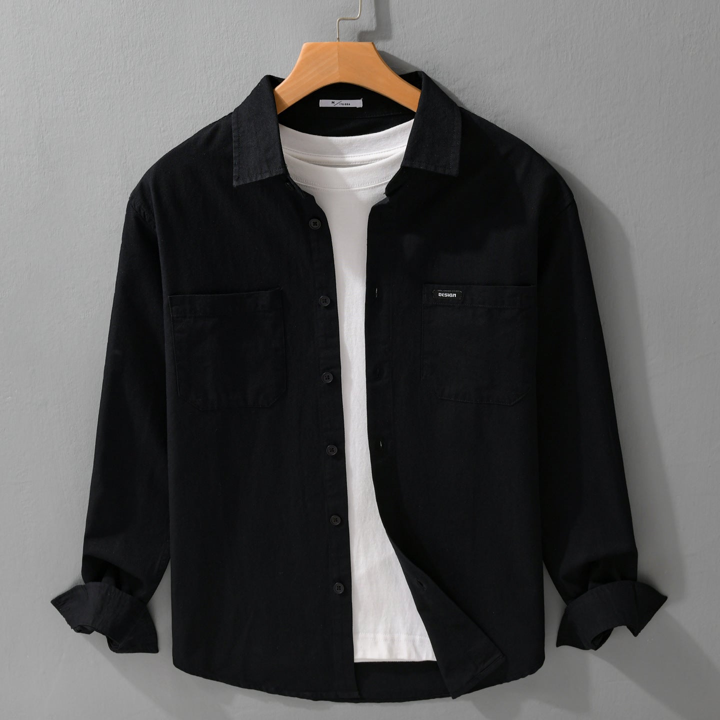 Men's cotton overshirt in shirt jacket style with applied chest pockets and relaxed fit Chichicherry