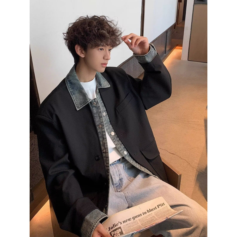 Herren Oversized Sakkojacke mit aufgesetzten Pattentaschen Chichicherry