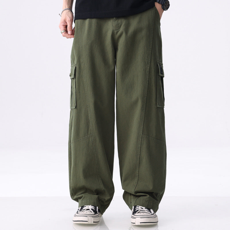 Men's loosely cut cotton cargo pants with applied side pockets and relaxed-fit Chichicherry