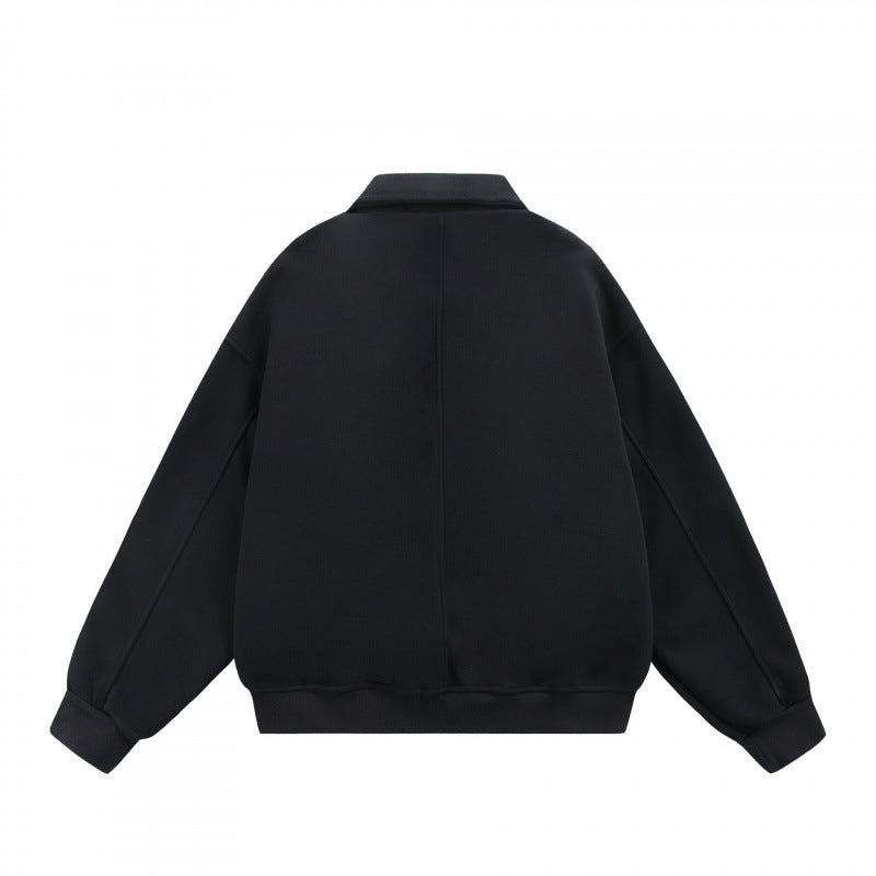 Unisex Zip Sweat Jacket with Patch Chest Flaps and Ribbed Hem Chichicherry