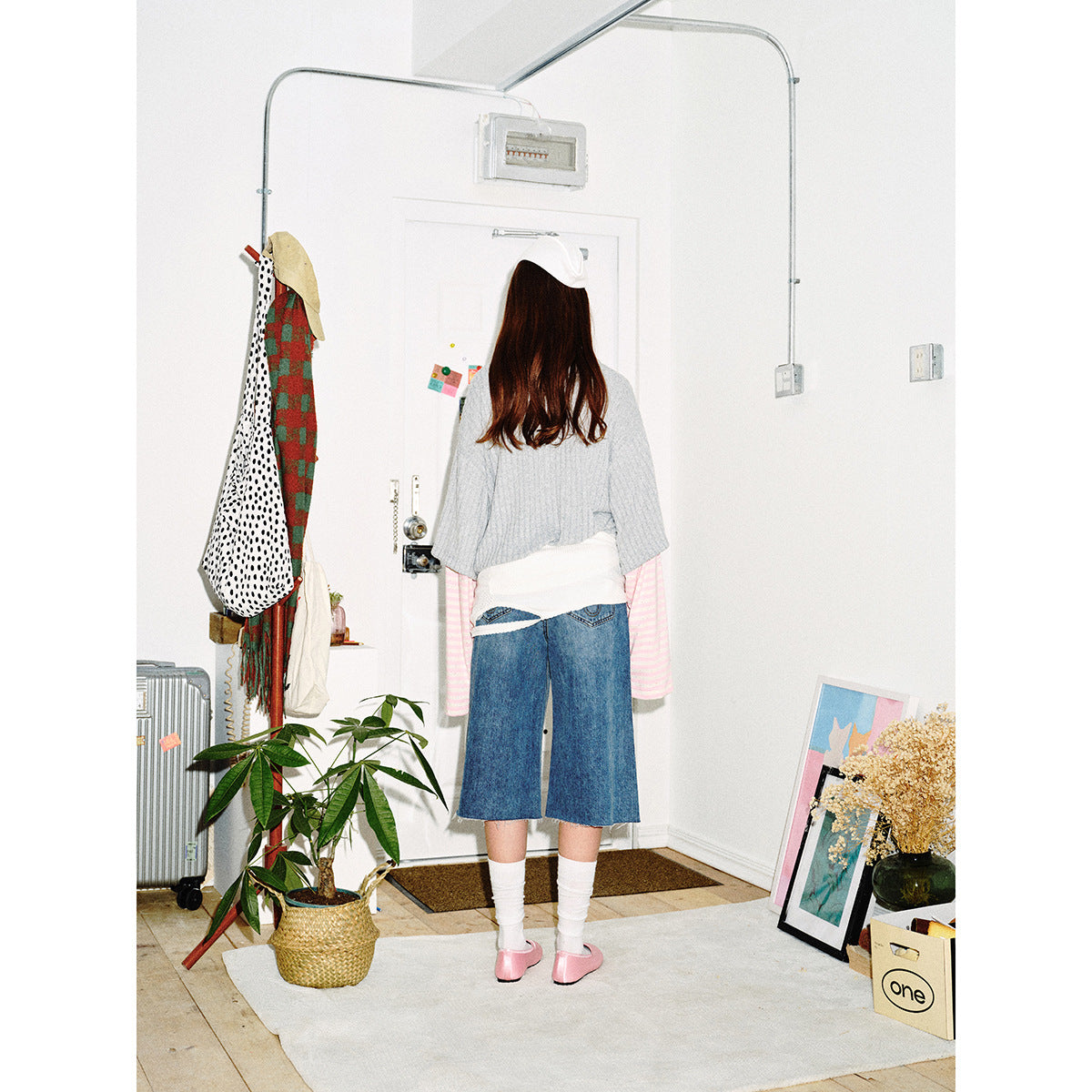 Women's Layered Look Long Sleeve with Striped Sleeves and Graphic Statement Print Chichicherry