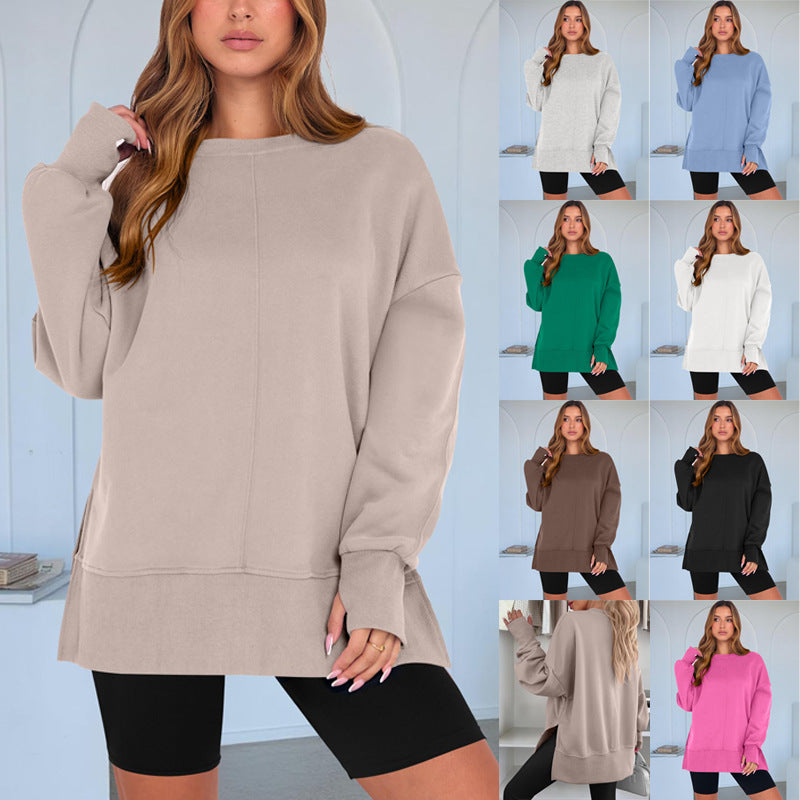 Women's Oversize Sweatshirt with Center Seam, Extended Hem, and Ribbed Cuffs Chichicherry