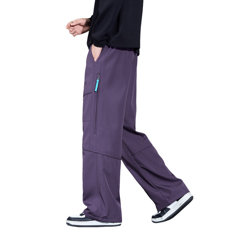 Men's Loose-Fitting Cargo Pants with Drawstring, Knee Panels and Multi-Pockets Chichicherry