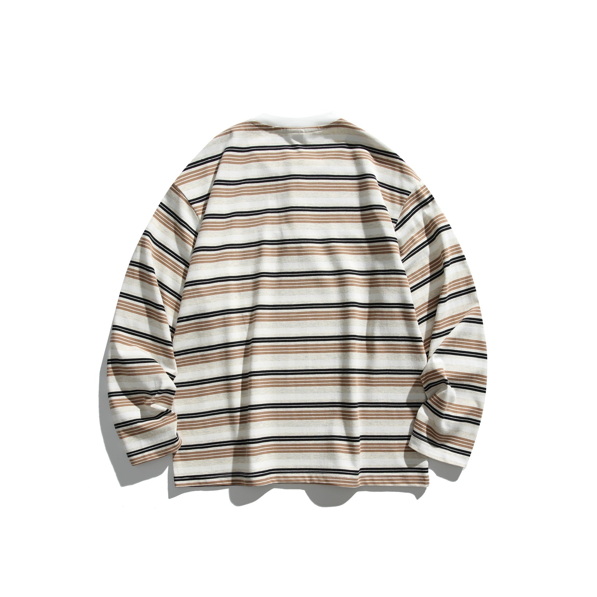Unisex Oversized Henley shirt with button placket, striped structure and ribbed collar Chichicherry