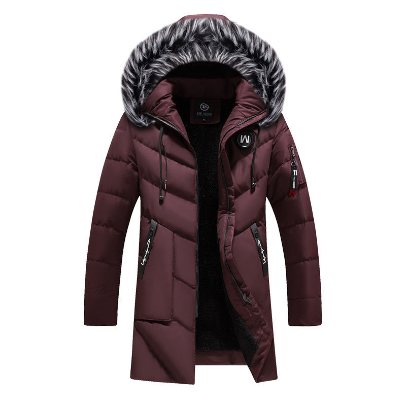 Men's longer quilted thermal parka with faux fur hood and teddy fleece lining Chichicherry
