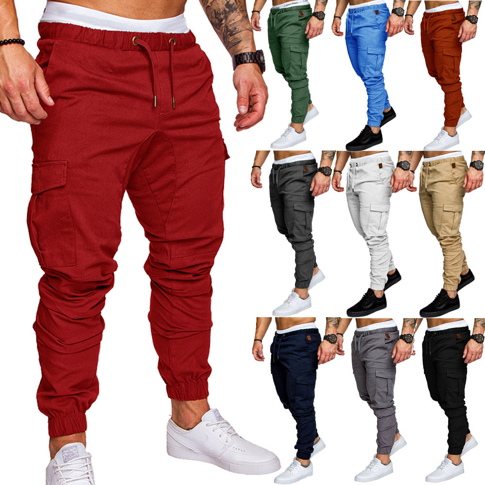Men Tapered Cargo Jogger with elastic waistband, drawstring and pouch pockets Chichicherry