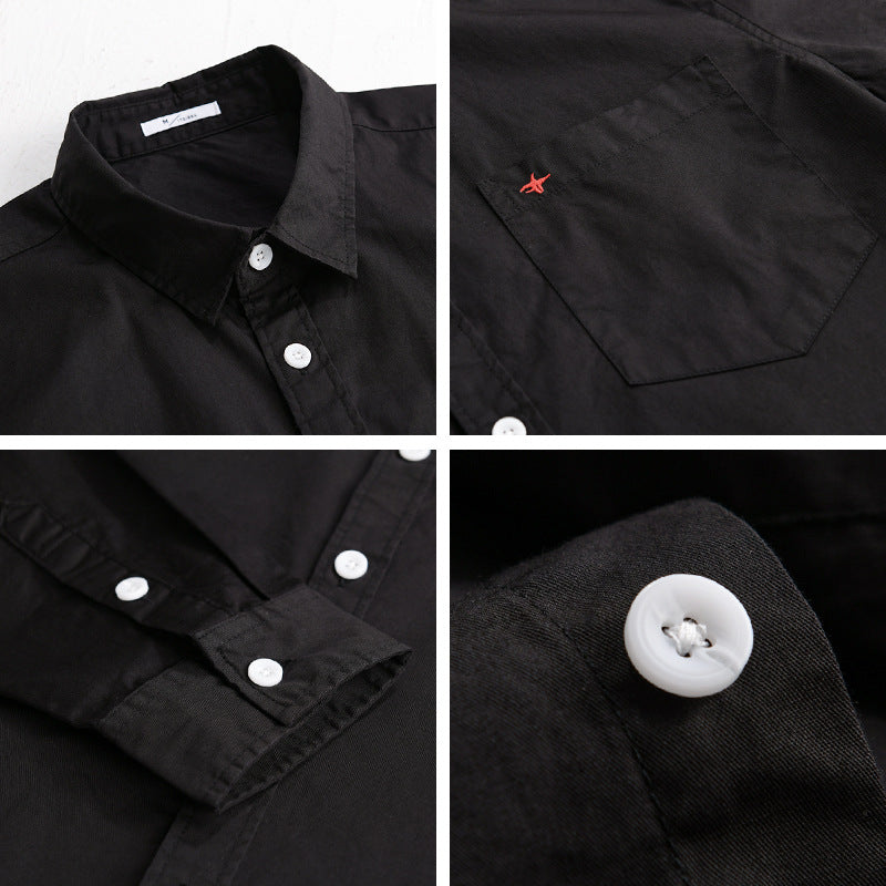 Men's lightweight cotton shirt in overshirt style with a Kent collar, chest pocket, and subtle mini embroidery Chichicherry