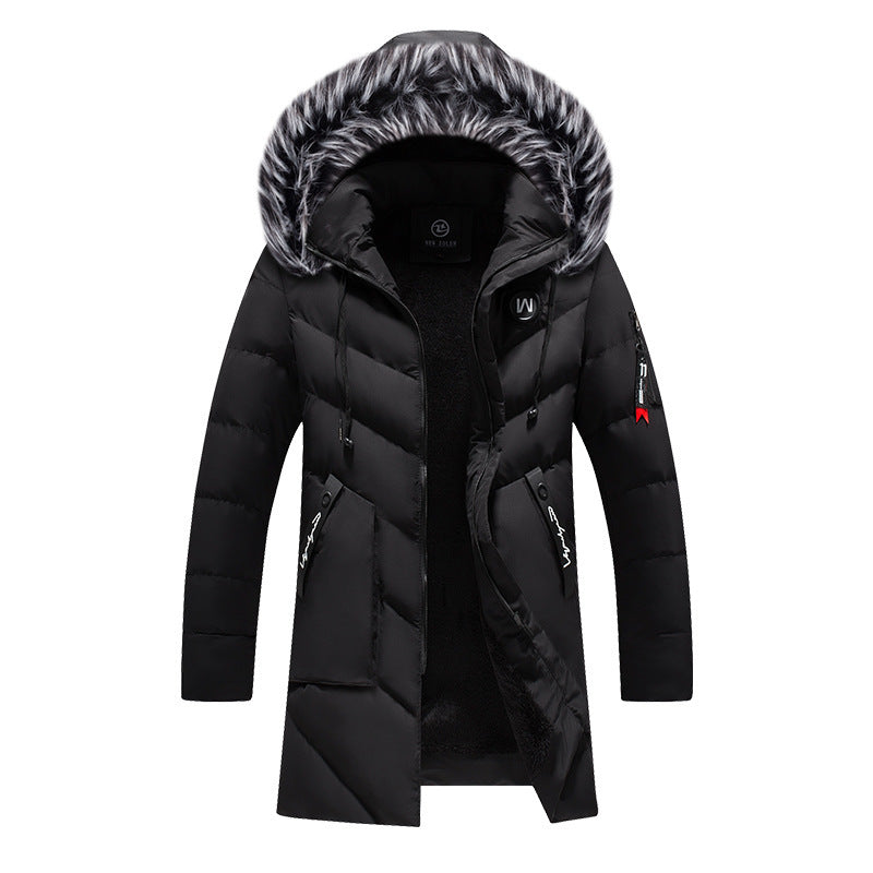 Men's longer quilted thermal parka with faux fur hood and teddy fleece lining Chichicherry