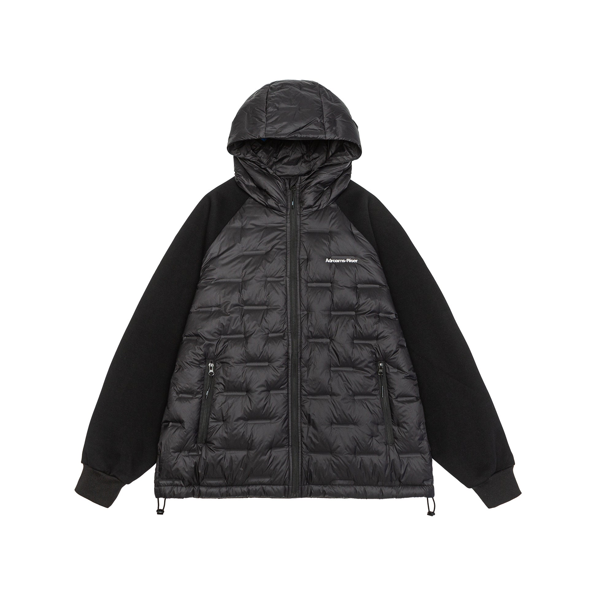 Men's hybrid quilted jacket with padded front, hood, and elastic sleeve cuffs Chichicherry