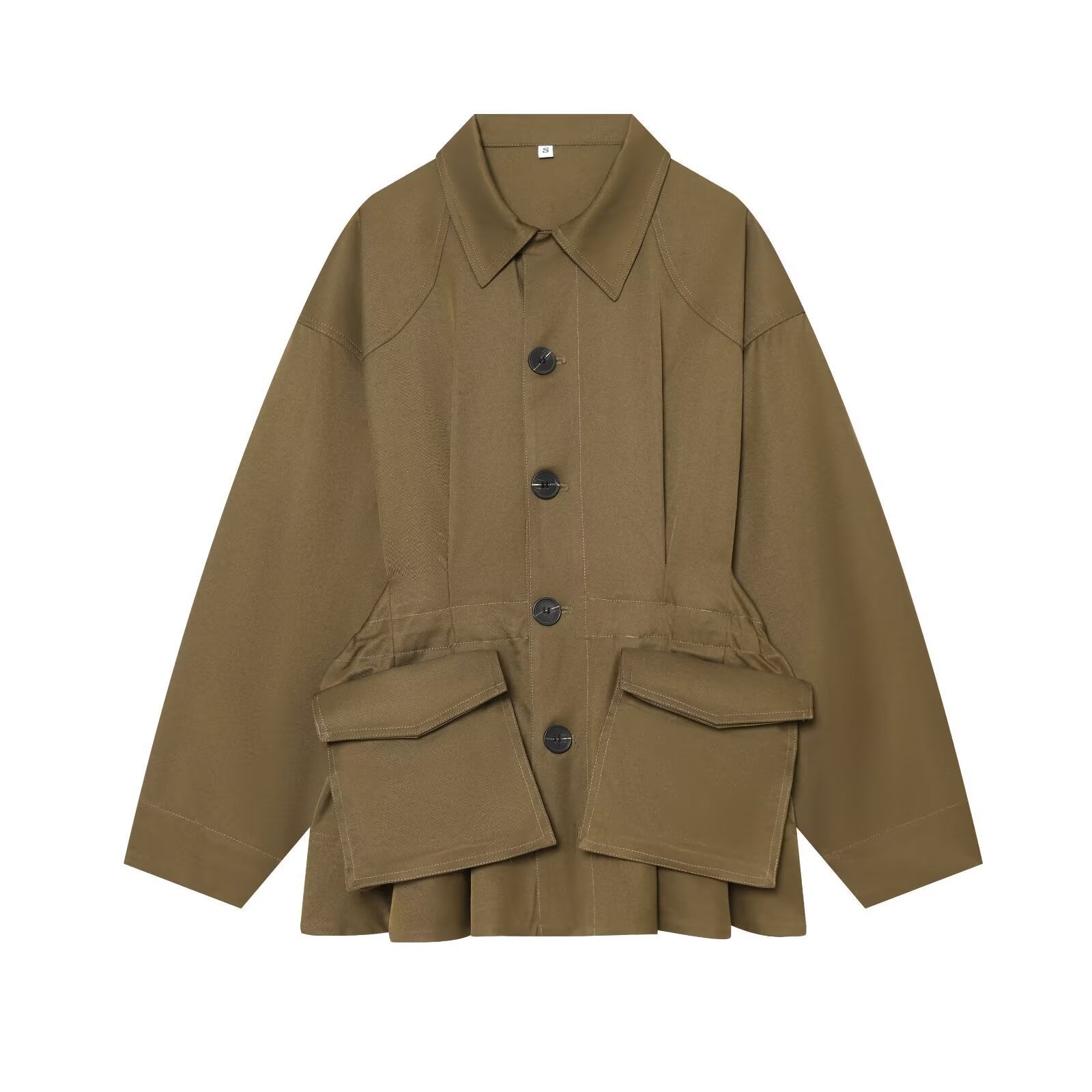 Women's Boxy Short Jacket in Utility Look with Oversized Flap Pockets Chichicherry
