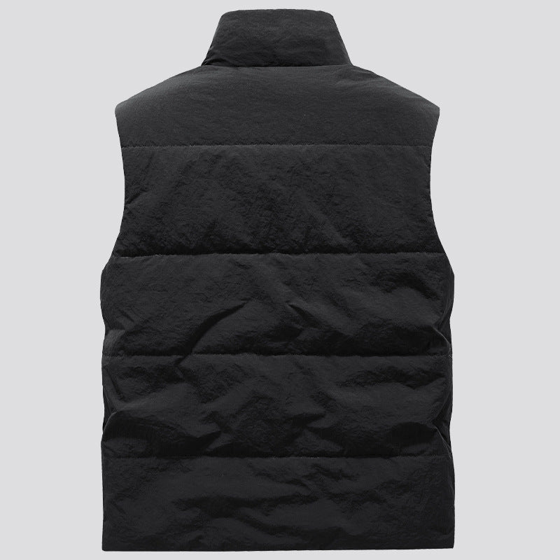 Men's Padded Utility Vest with Multiple Pockets and Badge Patches Chichicherry