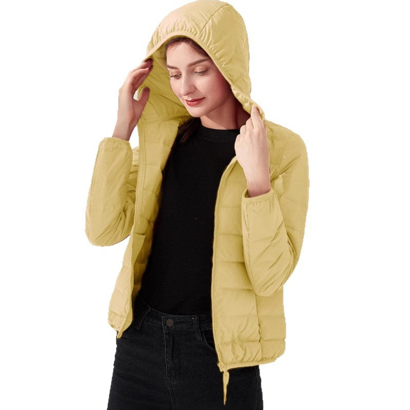 Women's Lightweight Quilted Short Jacket with Stand Collar and Tailored Fit Chichicherry