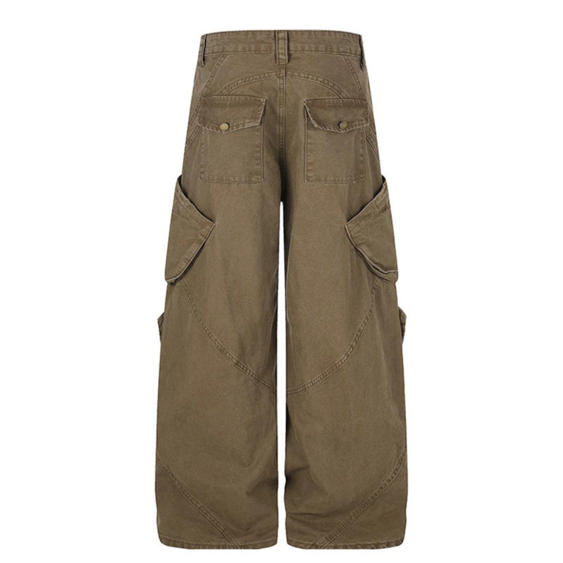 Women Wide High-Waist Cargo Culotte Pants with Multi-Pockets Chichicherry