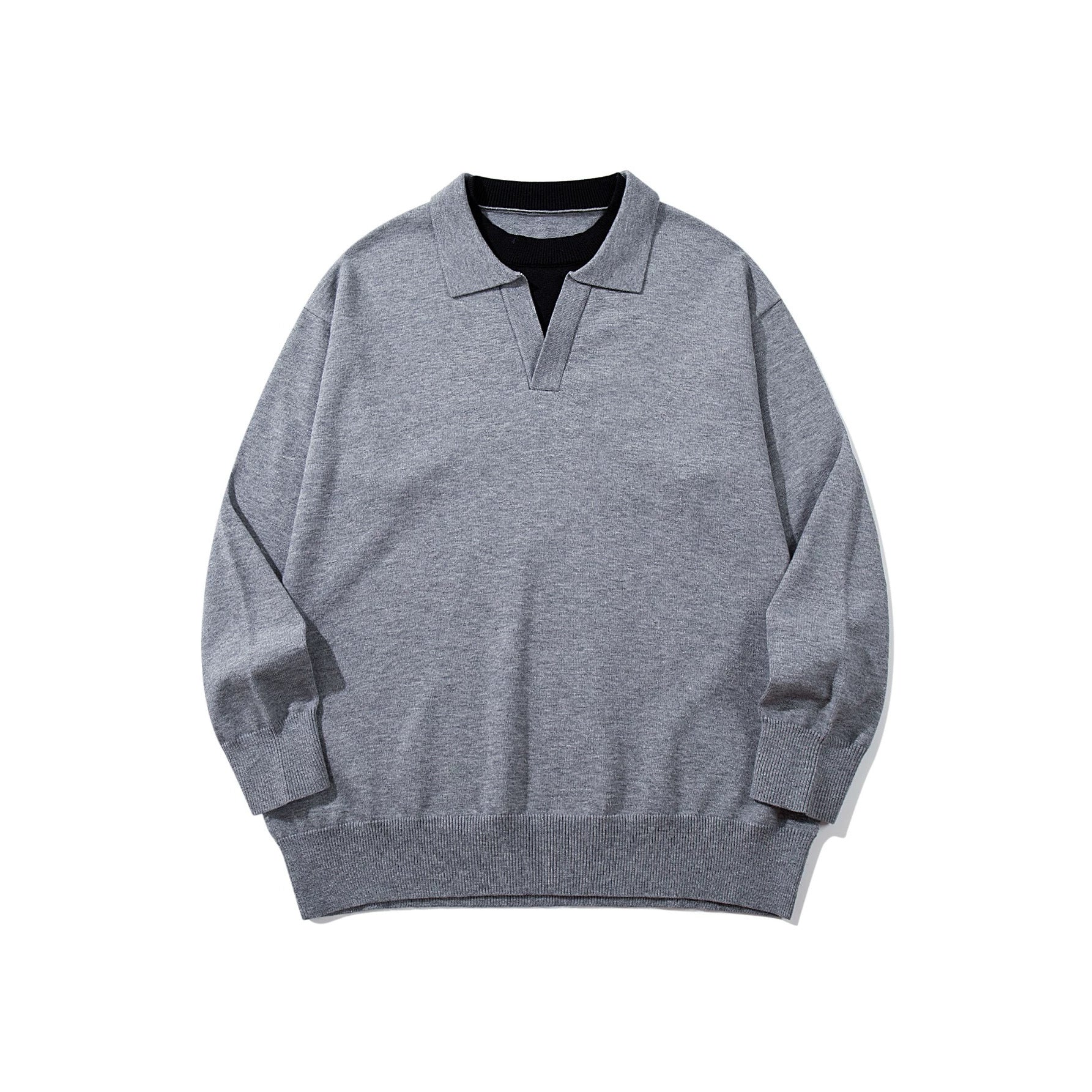 Unisex fine knit polo with V-neck cutout and integrated turtleneck layer Chichicherry
