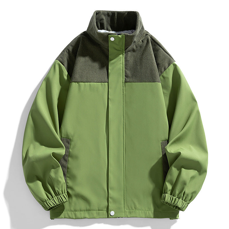 Women Oversized Transitional Jacket with Cord Trim and Stand Collar Chichicherry