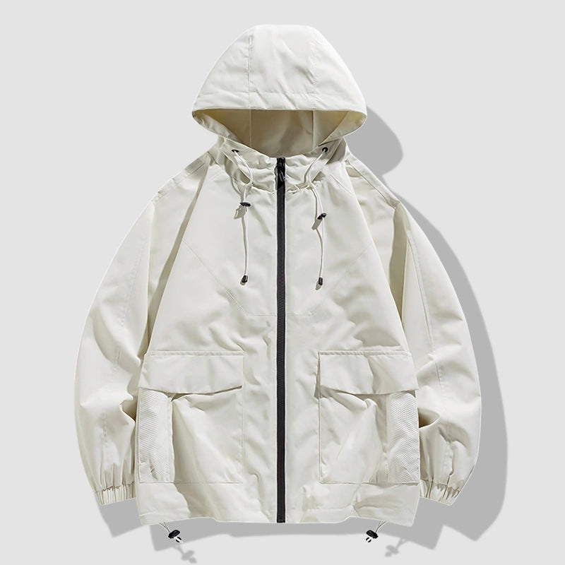 Men's Oversize Utility Softshell Jacket with Hood, Patches & Adjustable Hem Chichicherry