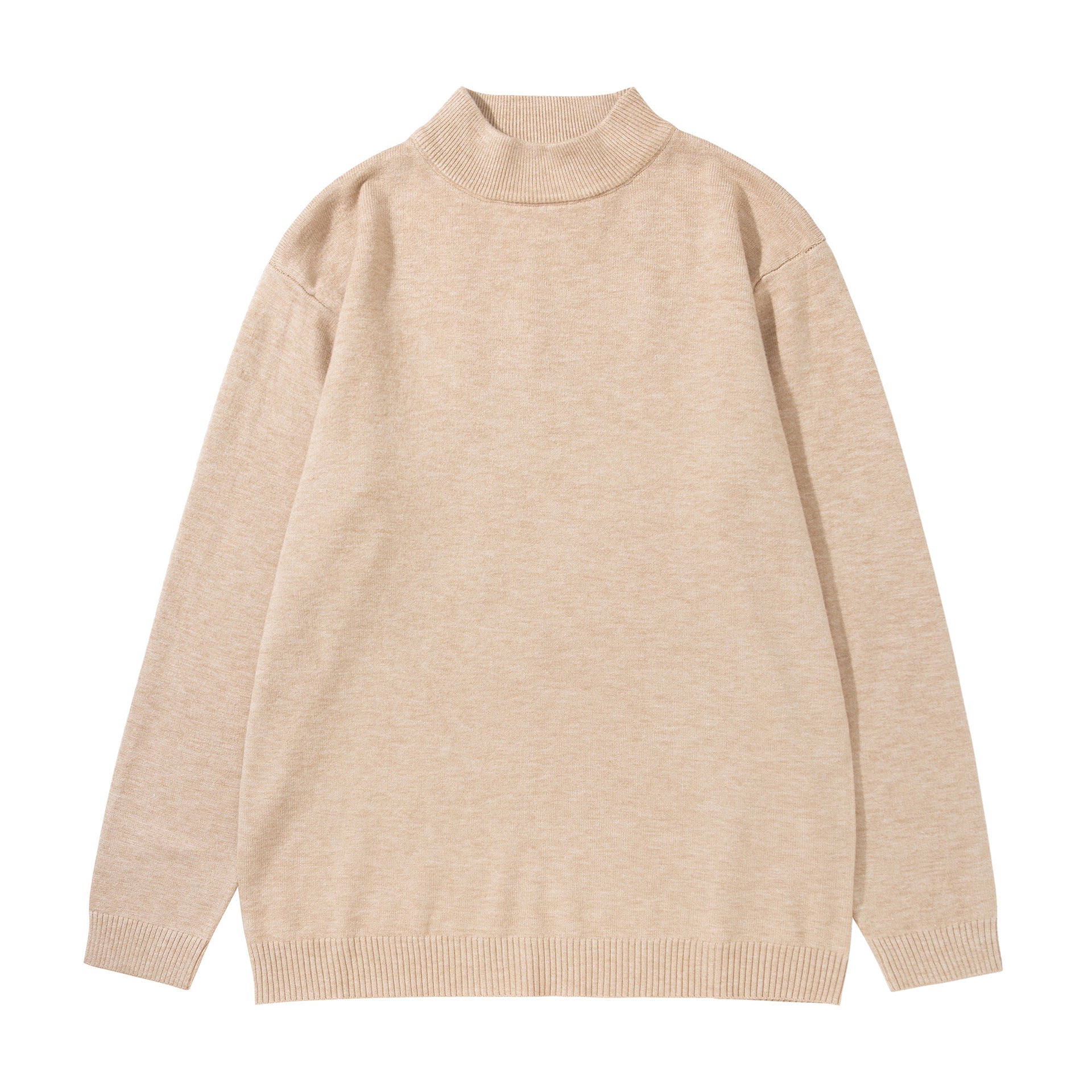Unisex Minimalist Fine Knit Mockneck with Extra Wide Ribbed Hem Chichicherry