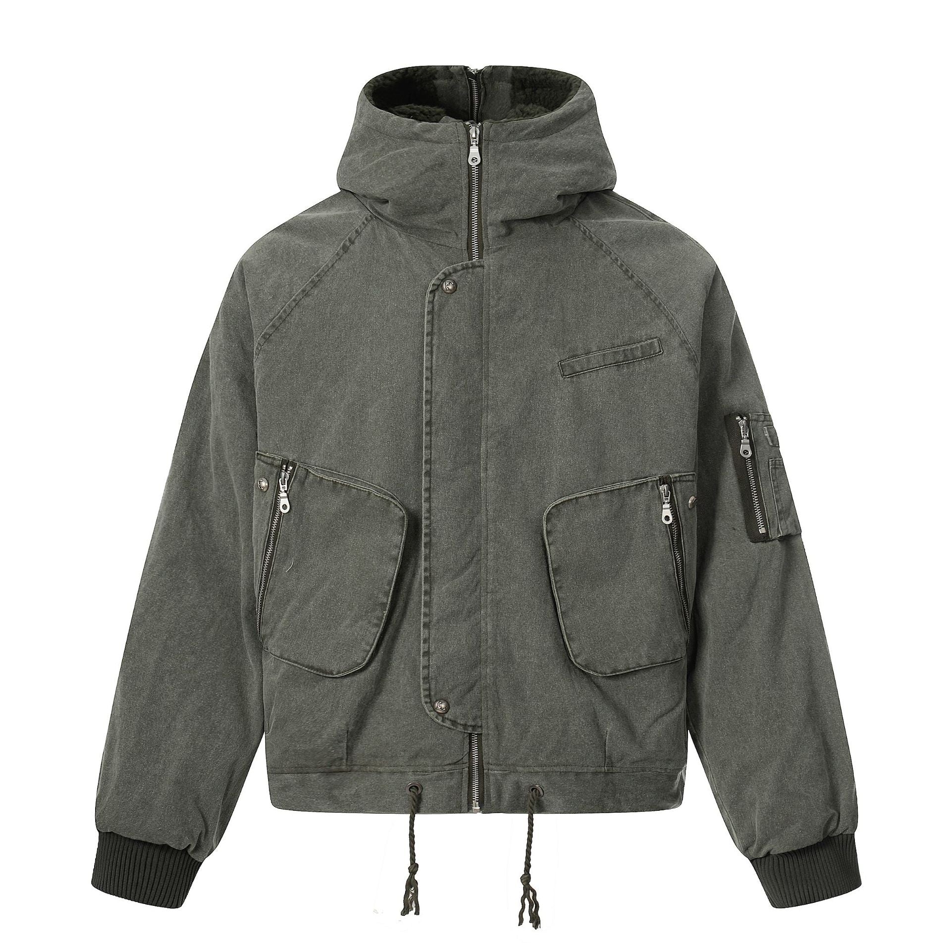 Men's short jacket in utility look with high stand-up collar and hood Chichicherry
