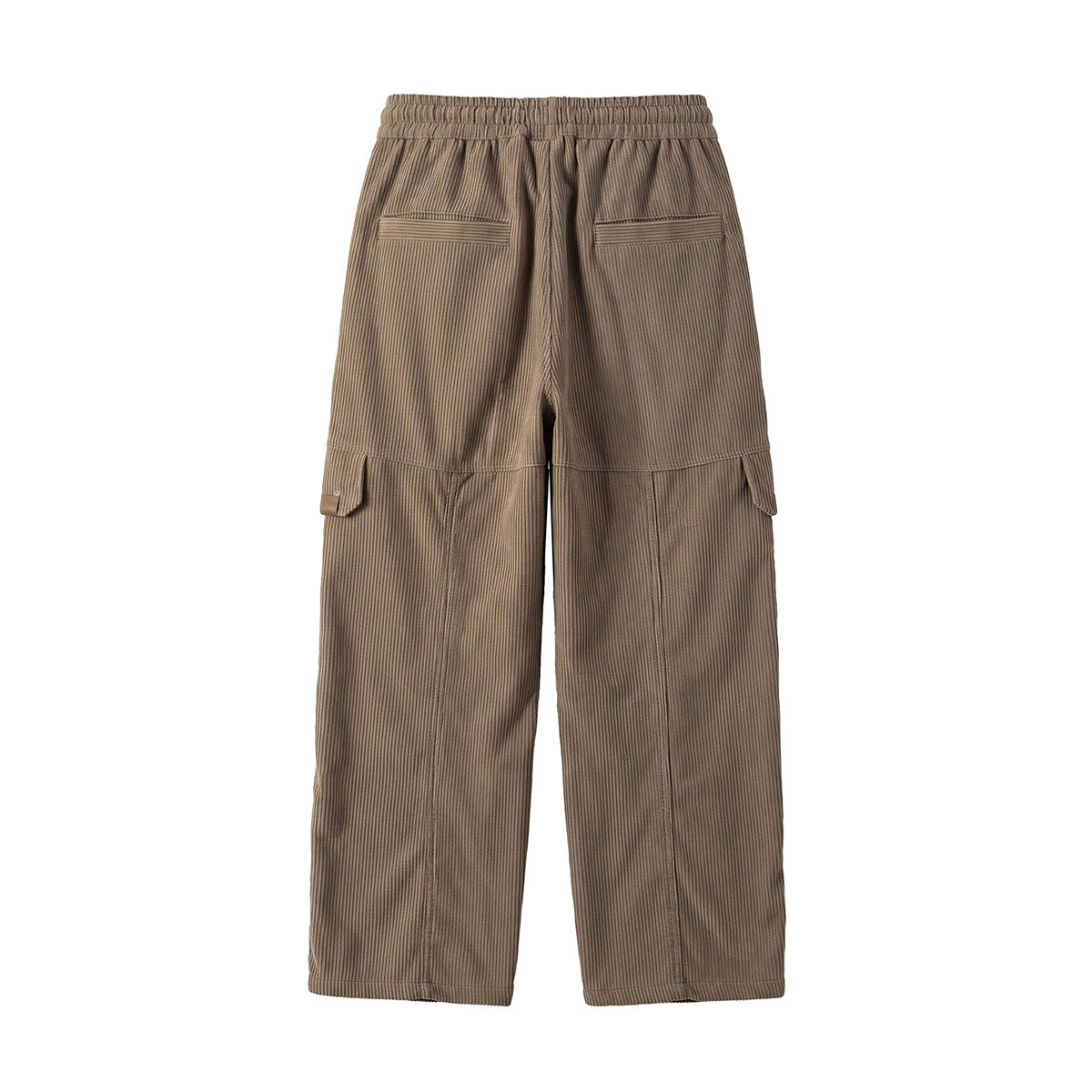 Women's wide high-waisted cargo pants made of fine corduroy with drawstring Chichicherry