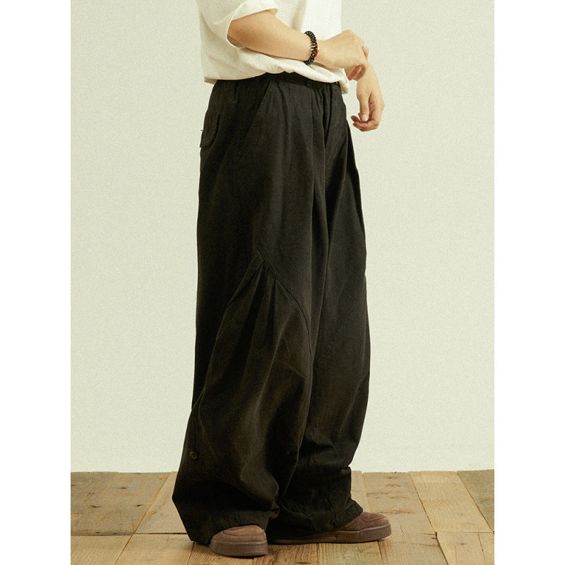 Herren Weite Baggy-Cargo-Hose mit Faltendetails und elastischem Bund Chichicherry