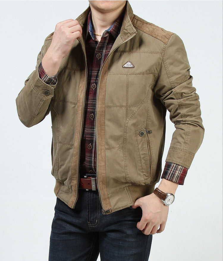 Men's quilted bomber field jacket with stand collar and ribbed cuffs Chichicherry