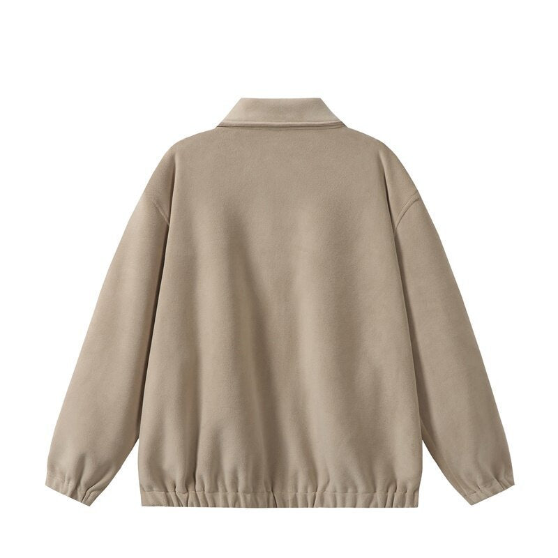 Unisex fleece blouson jacket in boxy cut with shirt collar, full zip and elastic hem Chichicherry