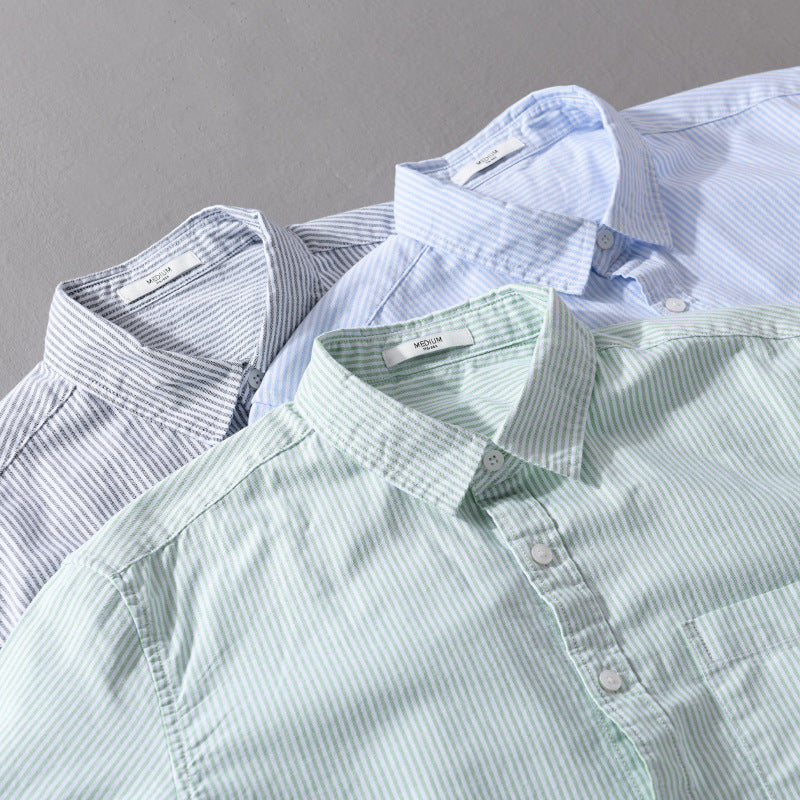 Men's Lightweight Striped Cotton Shirt in Layering Look with Chest Pocket Chichicherry