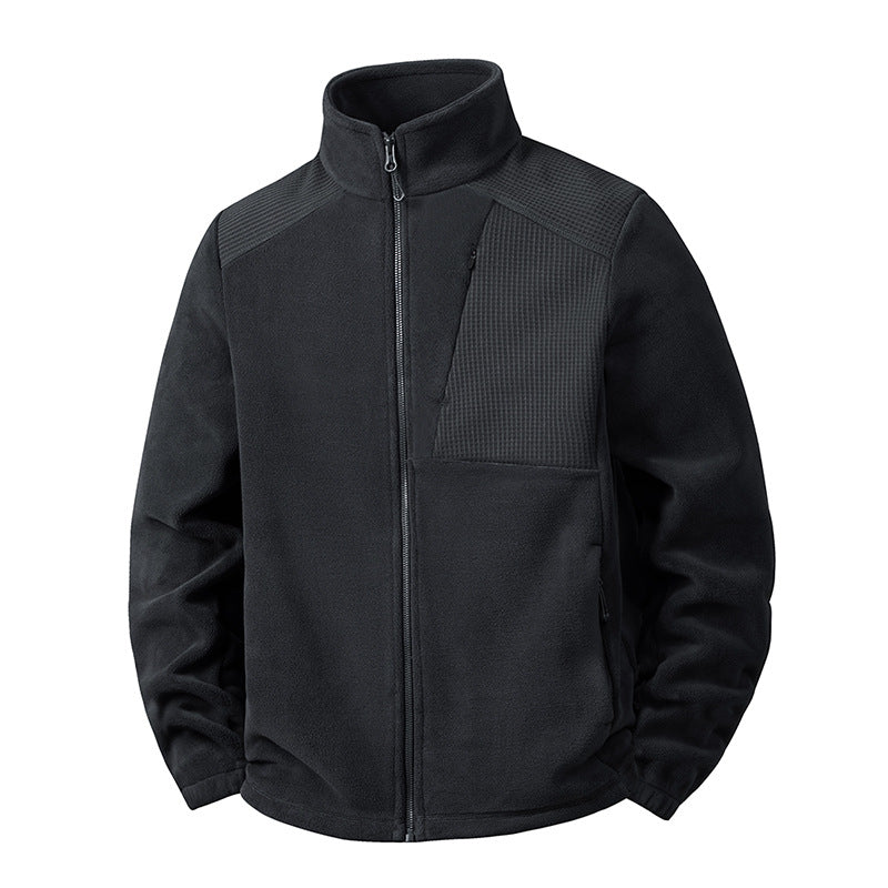 Men's fleece jacket with stand-up collar and reinforced shoulder panels Chichicherry