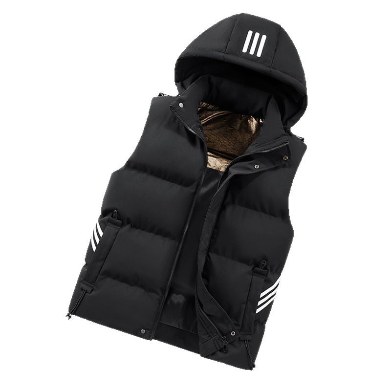 Men's thermal quilted vest with removable hood, quilted insulation and reflective stripes Chichicherry