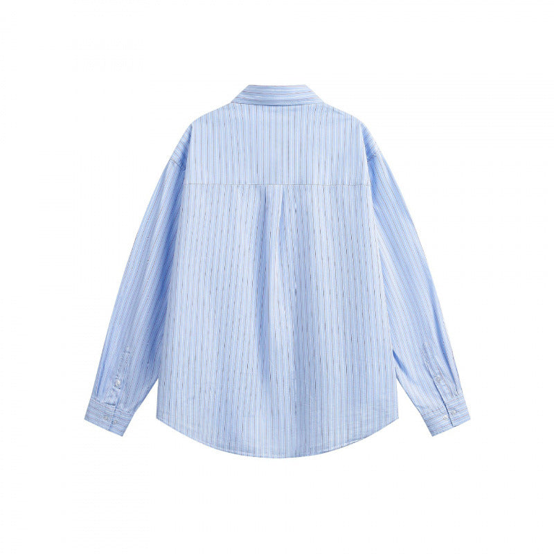 Unisex Oversize Shirt with Chest Pocket and Fine Pinstripe Chichicherry