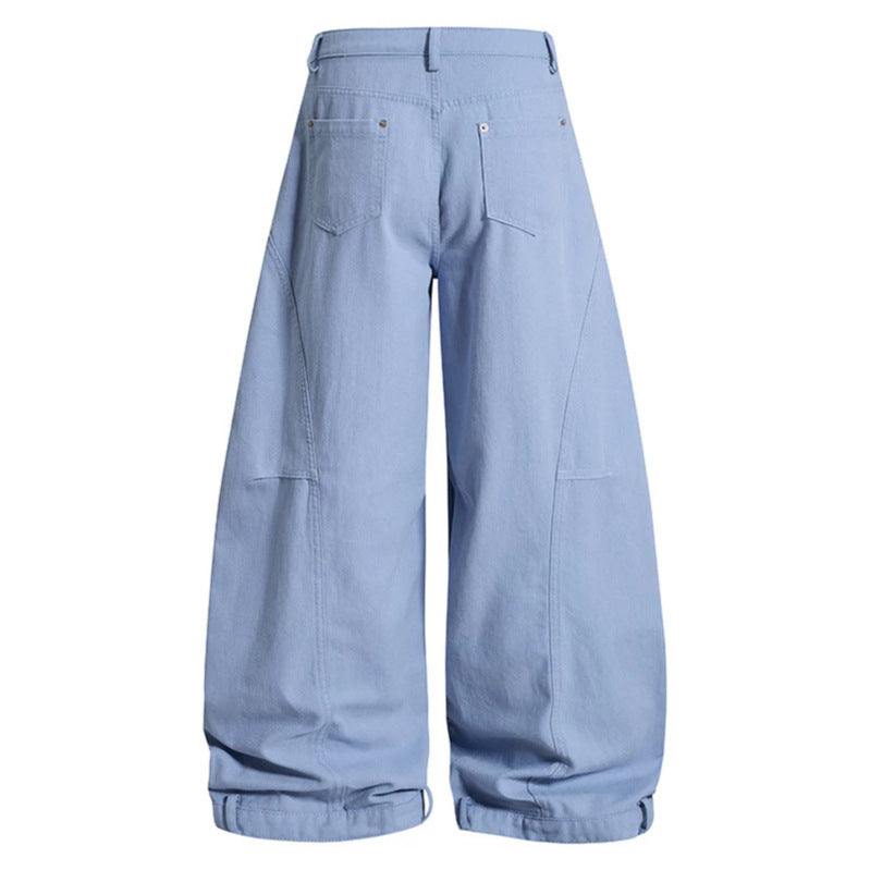 Women's Wide High-Waist Culotte Cargo Balloon Pants with Draping and Adjustable Hem Chichicherry