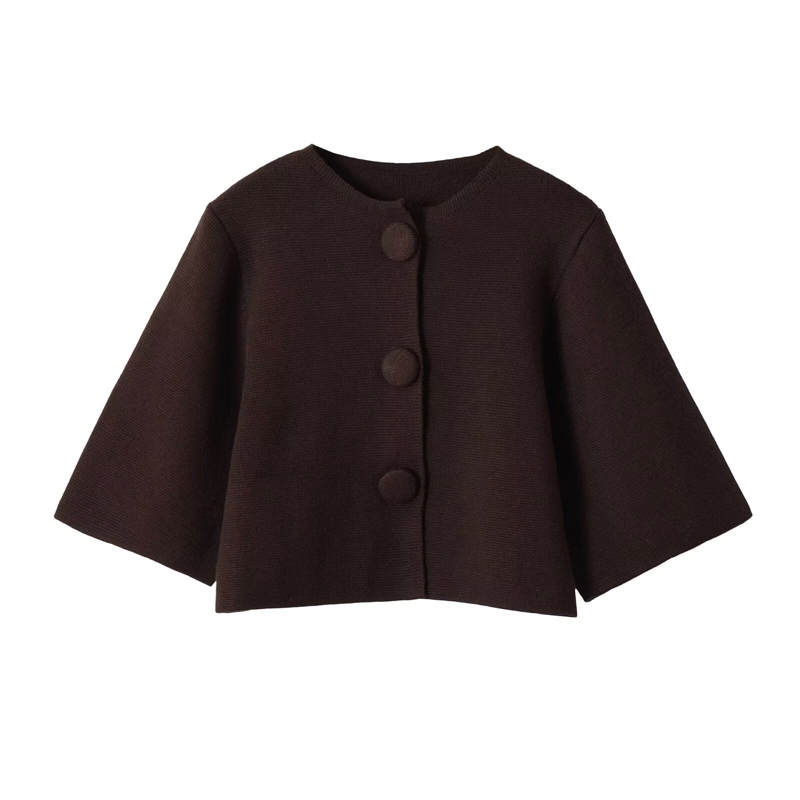 Women's short cape cardigan with dropped shoulders and covered decorative buttons Chichicherry