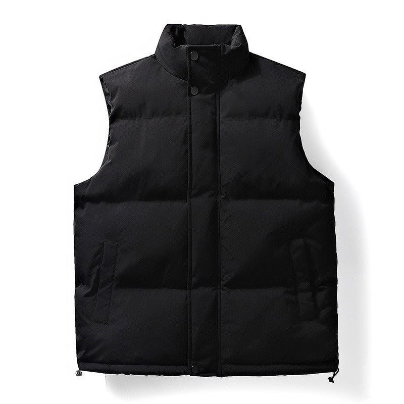 Women's Oversize Puffer Vest with High Standing Collar, Front Placket, and Adjustable Drawstring Hem Chichicherry
