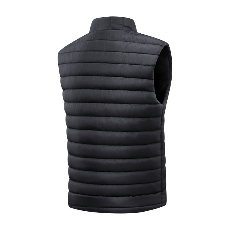 Men's lightweight quilted thermal vest with stand-up collar and full-length zipper Chichicherry