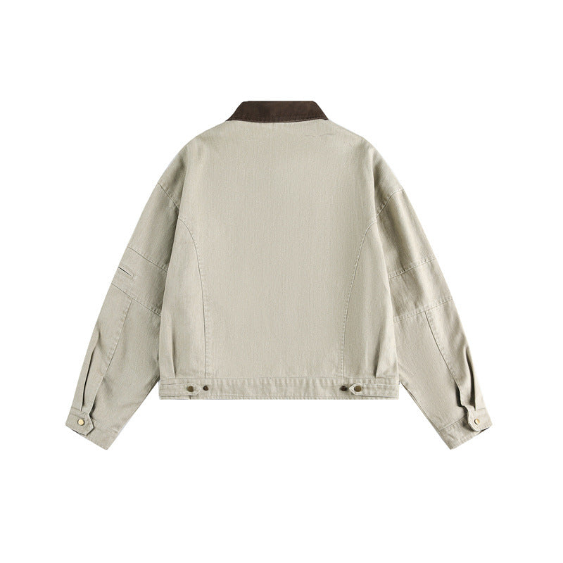 Unisex Boxy-Canvas-Jacket with contrast collar and multifunctional flap pockets Chichicherry
