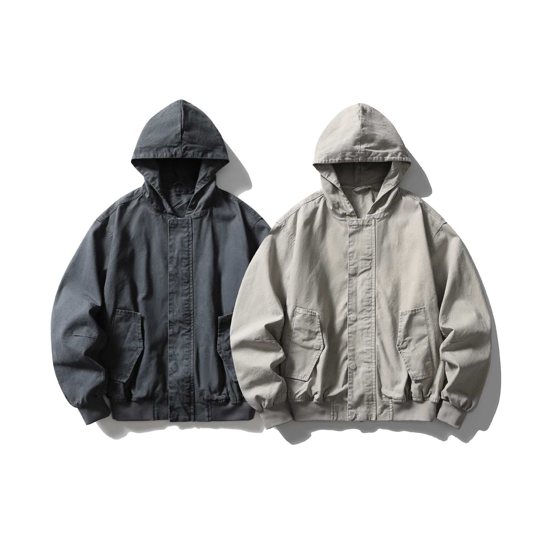 Unisex Boxy Utility Hooded Jacket made of sturdy canvas with ribbed cuffs and flap pockets Chichicherry