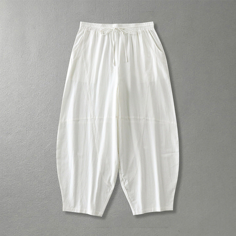 Women's wide harem pants made of lightweight satin with drawstring and side pockets Chichicherry