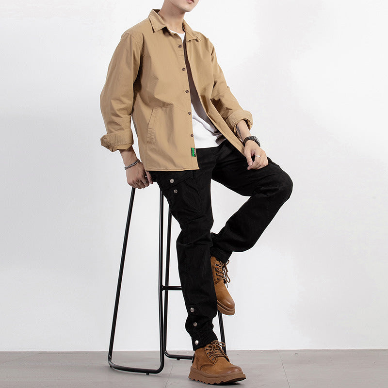 Men's lightweight utility overshirt with button placket and shirt collar Chichicherry