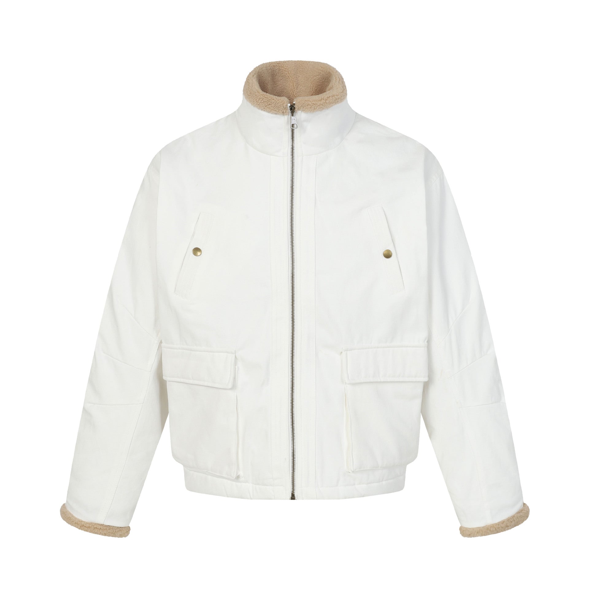 Men's short jacket in field style with teddy fur collar and cargo pockets Chichicherry