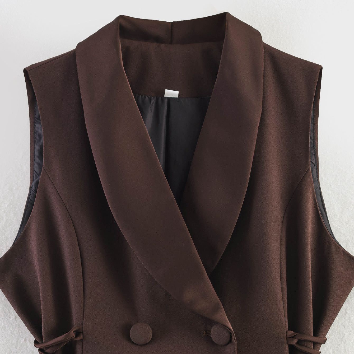Women's sleeveless double-breasted blazer vest with waist lacing Chichicherry