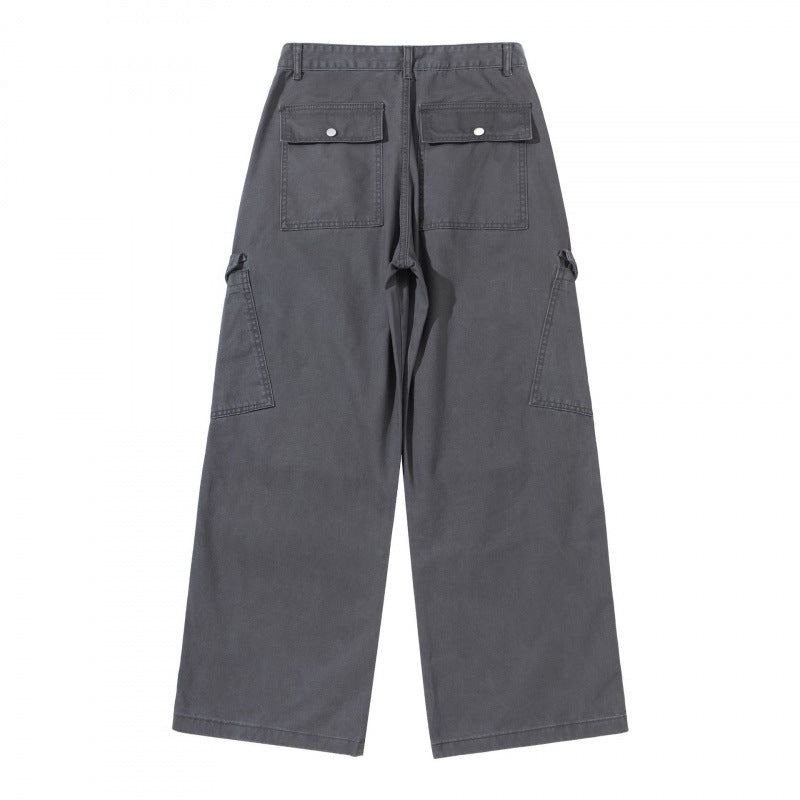 Ladies wide utility cargo pants made of sturdy canvas with a high waist and knee pleats Chichicherry