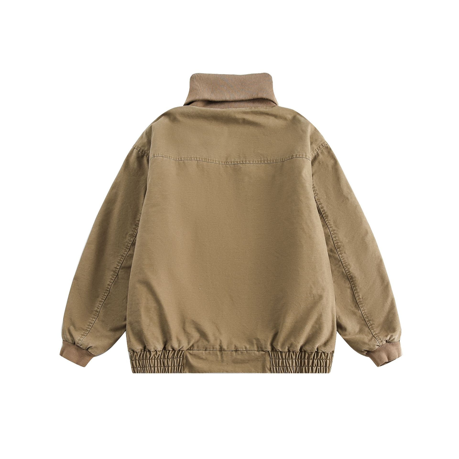 Unisex Oversize Bomber Jacket with High Ribbed Collar and Elastic Hem Chichicherry