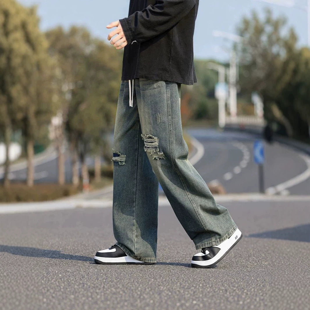 Men's Loose-Fit Destroyed Jeans Chichicherry