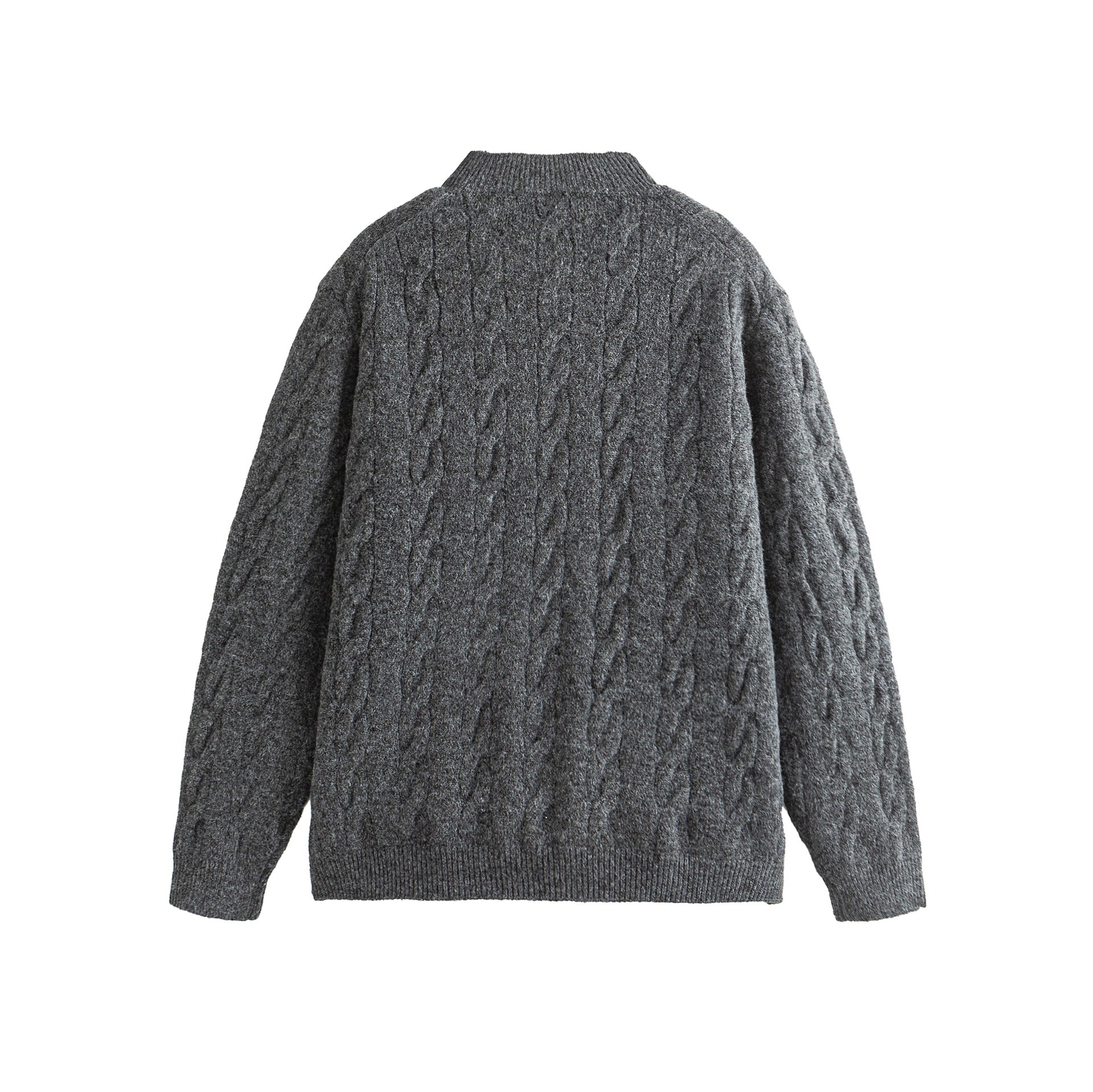 Women's Coarse Knit Cardigan with Cable Knit and Button Placket Chichicherry